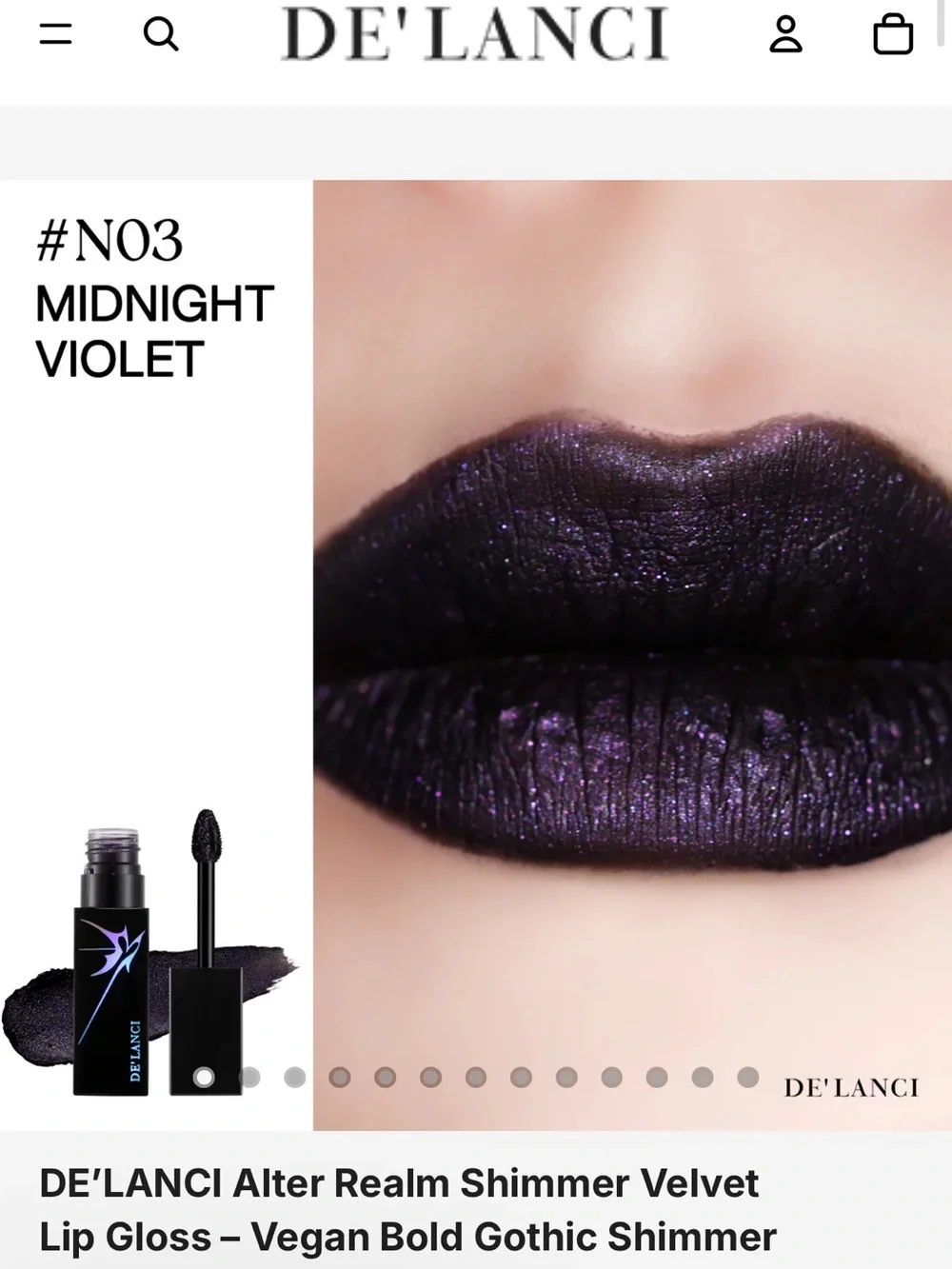 De lanci Midnight Violet Shimmer Velvet Lip Gloss